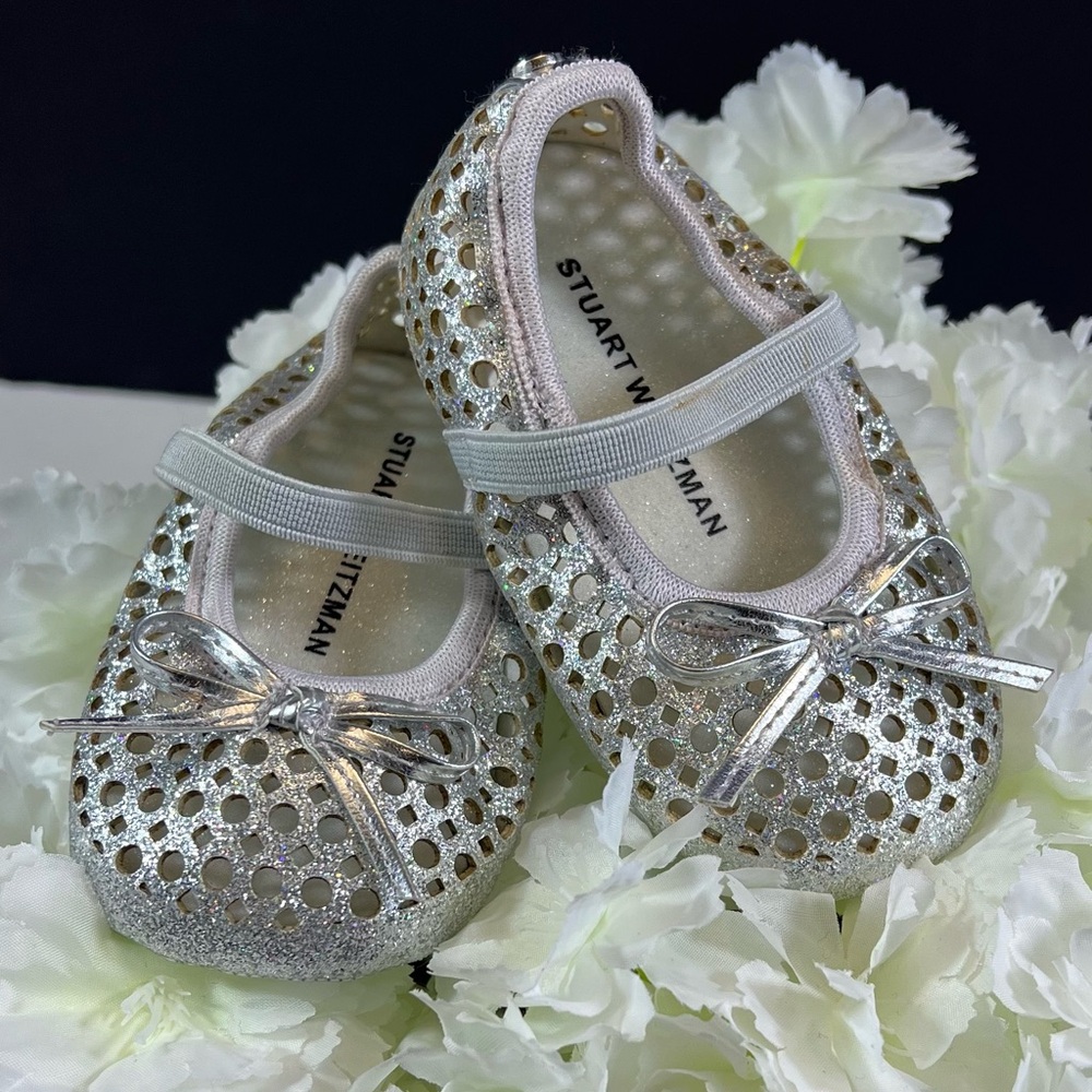 Stuart Weitzman "My First Weitzmans" Silver Glittery Ballet Flats Infant Size 4